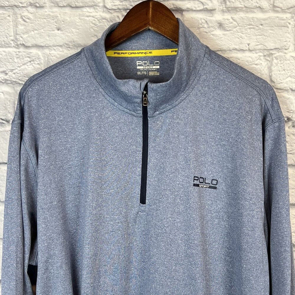 Polo Ralph Lauren Performance Sport Shirt Men 1/4 Zip Pullover Blue Knit SZ‎ 2XL